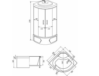 Кабина душевая MIRWELL MR3509TP 90х90х215 см