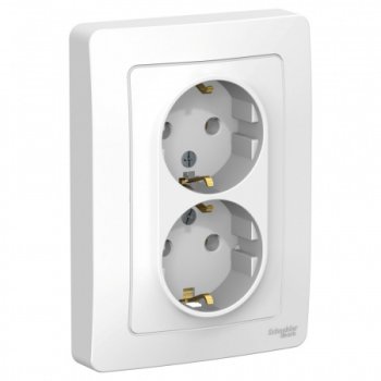 Розетка силовая двойная встраиваемая Schneider Electric Blanca с заземлением белый