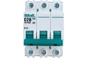 Автоматический выключатель Dekraft ВА-101 3P 20А хар-ка C 4,5кА