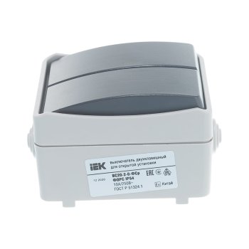 Выключатель накладной IEK FORS IP54 2 кл. серый без подсветки