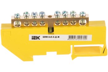 Шина нулевая IEK c DIN-изолятором  ШНИ-6х9-Д 8 отверстий 100А