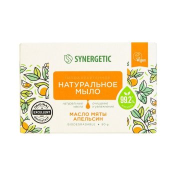 Мыло туалетное Synergetic 90г Апельсин/Мята нет нет 1шт.