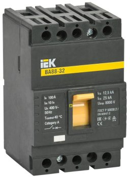Автоматический выключатель силовой IEK ВА 88-32 3P 100А 25кА