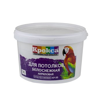 Краска водно-дисперсионная Завод Диола Крокса КР-35 для потолков белая 3 кг