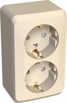 Розетка силовая двойная накладная Schneider Electric Этюд с заземлением крем.