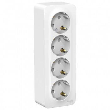 Розетка силовая четверная накладная Schneider Electric Blanca с заземлением белый