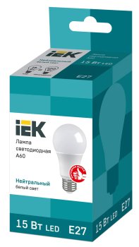 Лампа светодиодная IEK E27 15Вт 4000К нейтральный белый свет