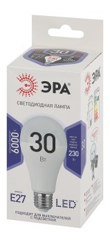 Лампа светодиодная Эра E27 30Вт 6000К холодный белый свет