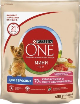 Корм сухой для собак Purina One Говядина 600г