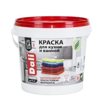 Краска водно-дисперсионная Dali для кухни и ванной основа А 0,9 л