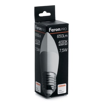 Лампа светодиодная Feron Pro E27 7,5Вт 4000К нейтральный белый свет