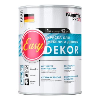 Краска ABC-Farben Farbitex Профи акриловая для мебели белая 1 л матовая