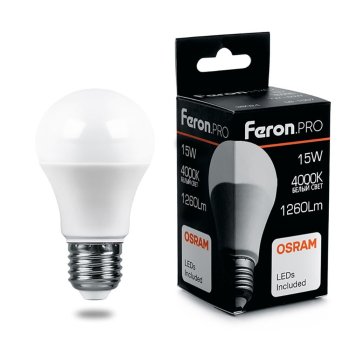 Лампа светодиодная Feron Pro E27 15Вт 4000К нейтральный белый свет