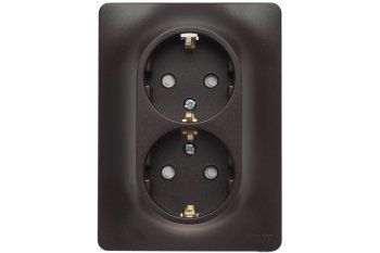 Розетка силовая двойная встраиваемая Schneider Electric Glossa с заземлением шоколад