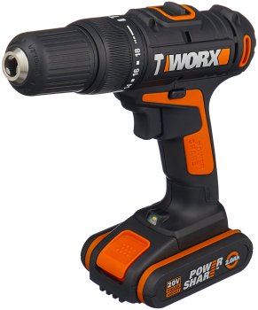 Дрель-шуруповерт аккумуляторная Worx WX371.1 Li-lon 20В 2x2Ач 40Нм