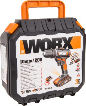 Дрель-шуруповерт аккумуляторная Worx WX101.1 Li-lon 20В 2x1,5Ач 30Нм
