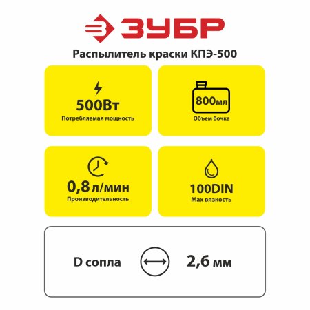 Краскопульт Зубр КПЭ-500 500Вт