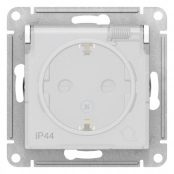 Розетка силовая встраиваемая Schneider Electric AtlasDesign Aqua IP44 с заземлением белый