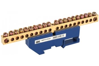 Шина нулевая IEK c DIN-изолятором  ШНИ-8х12-Д 20 отверстий 125А