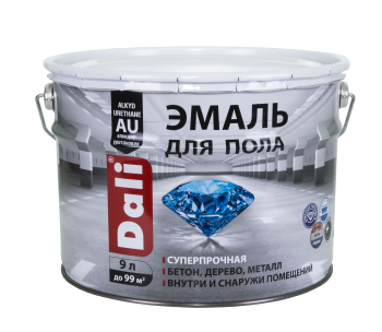Эмаль Dali алкидно-уретановая для полов серая RAL 7040 9 л глянцевая